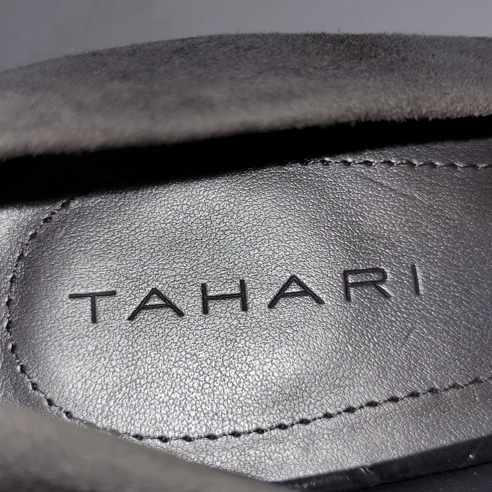 Tahari Lindsey Leather Suede Textured Open Toe Heels Size 7M - Picture 8 of 10